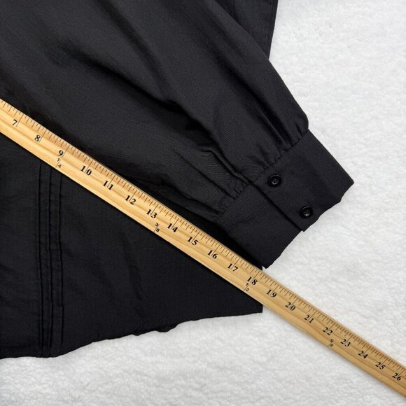 Womens Linen Blend Pleated Blouse Long Sleeves Lagenlook Minimalist Black XXL - Picture 12 of 12